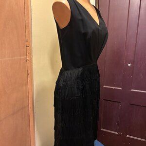 Vintage 1950s/60s Dressy, Black, Cha-Cha, Wiggle dress with Fringe